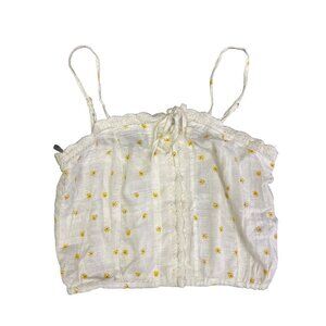 NEW! Aeropostale White Floral Daisy Tank Top Front Button Women's Size Small